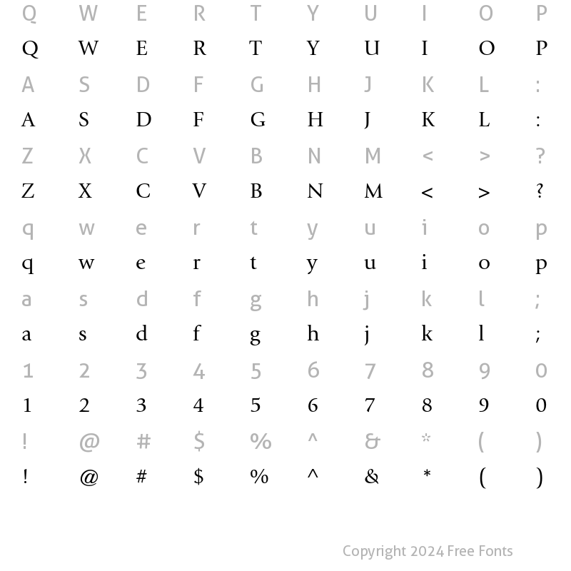 Character Map of ITC Giovanni Book Regular