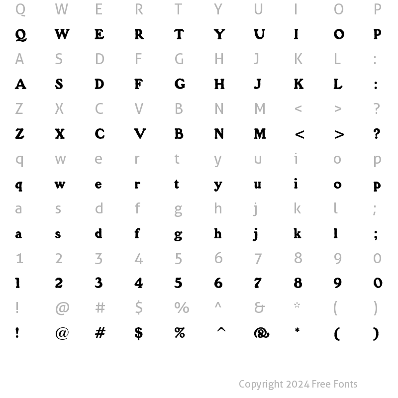 Character Map of ITC Gorilla Regular