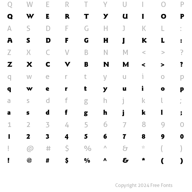 Character Map of ITC Goudy Sans LT Black Regular