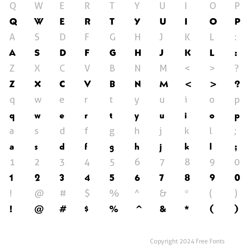 Character Map of ITC Grizzly Regular