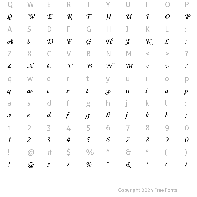 Character Map of ITC Isadora Bold