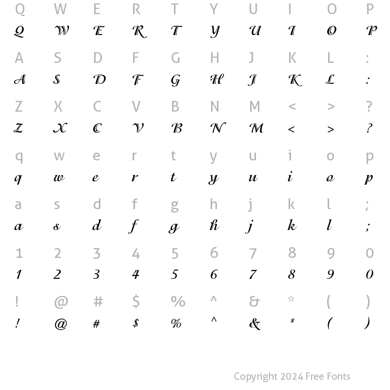 Character Map of ITC Isadora Std Bold