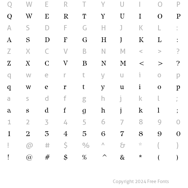 Character Map of ITC Isbell Book Regular