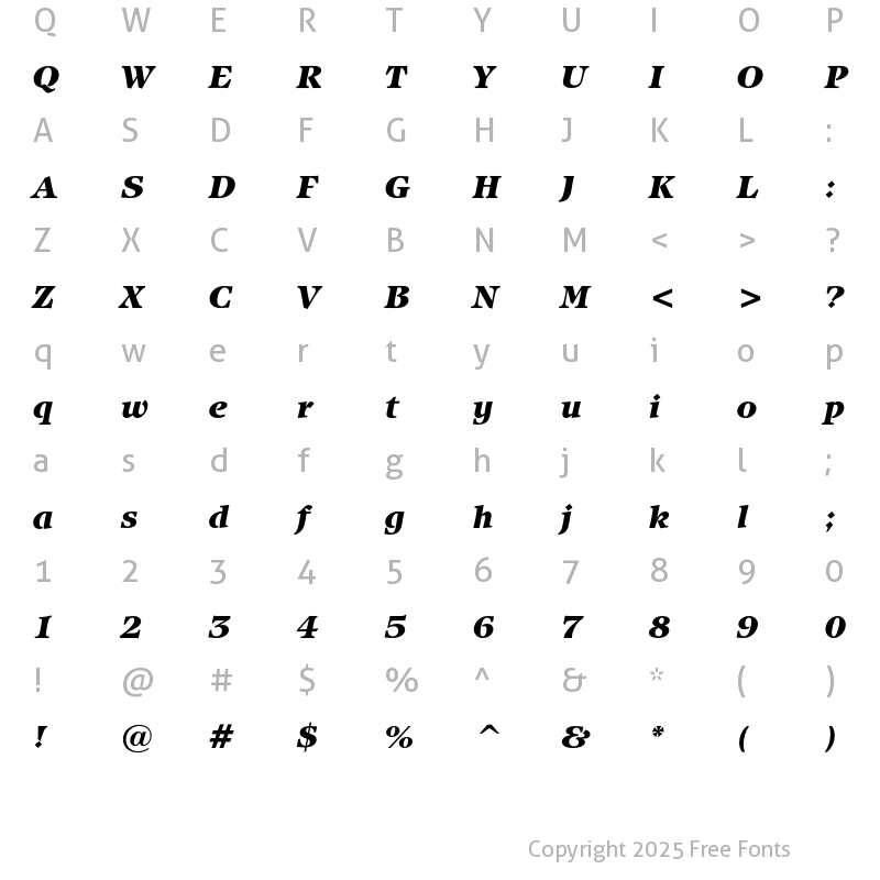 Character Map of ITC Isbell Heavy Italic