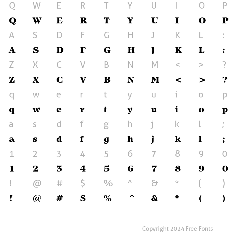 Character Map of ITC Isbell Heavy Regular