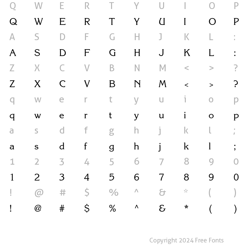 Character Map of ITC Korinna LT Regular