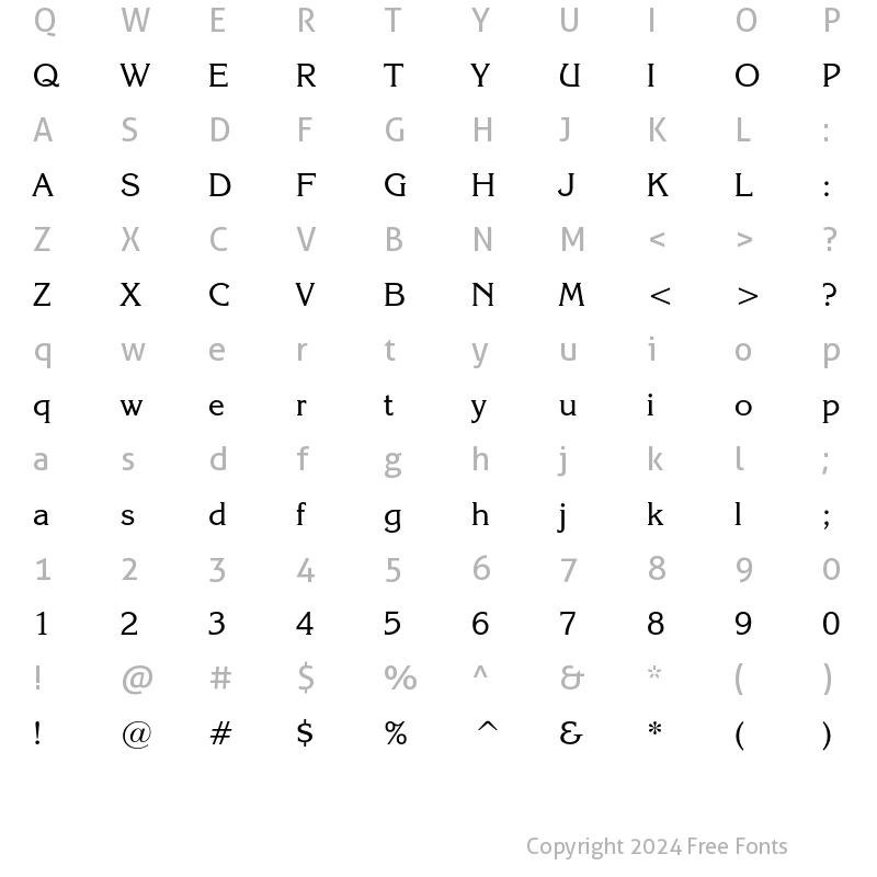 Character Map of ITC Korinna Regular