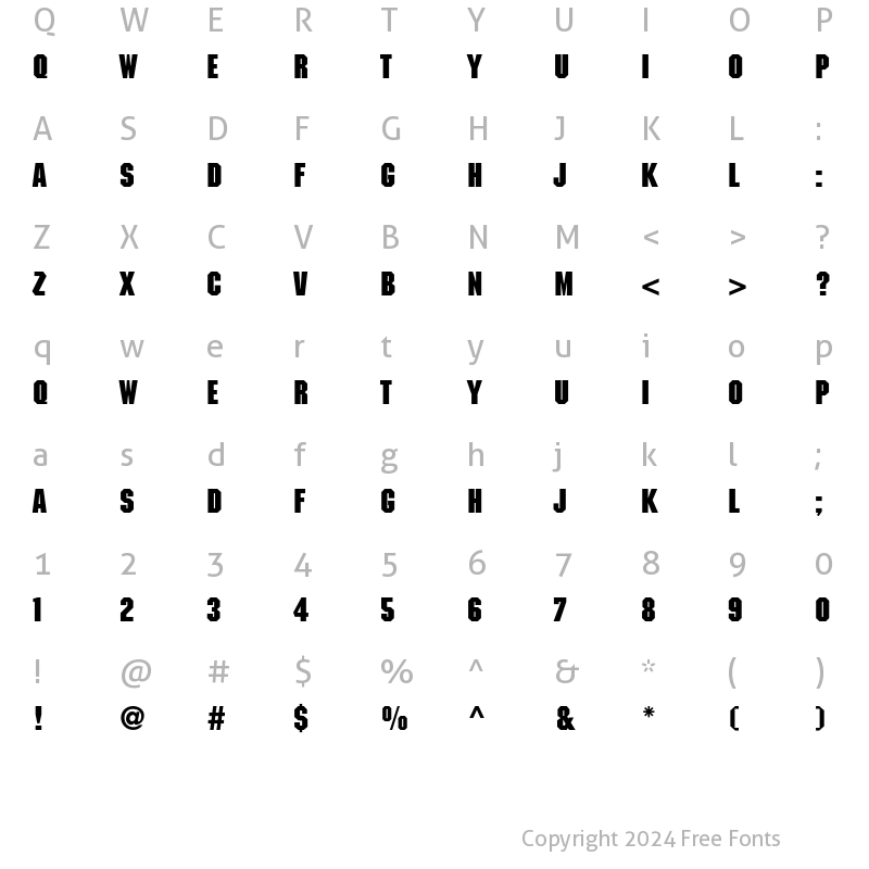 Character Map of ITC Machine Std Bold