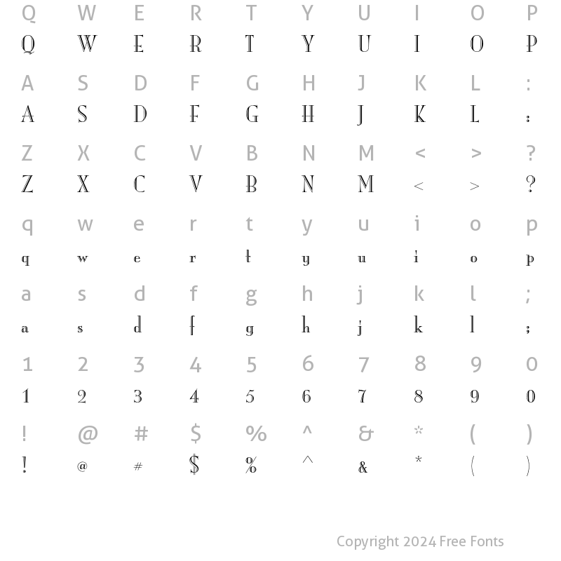 Character Map of ITC Mona Lisa Recut