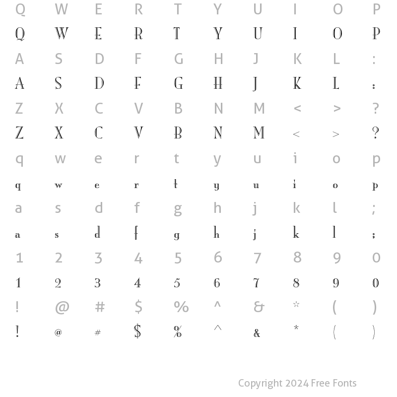 Character Map of ITC Mona Lisa Recut Regular