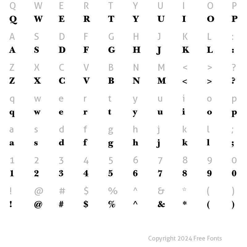 Character Map of ITC New Baskerville Std Blk