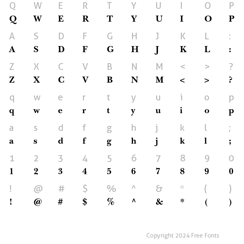 Character Map of ITC New Baskerville Std Bold