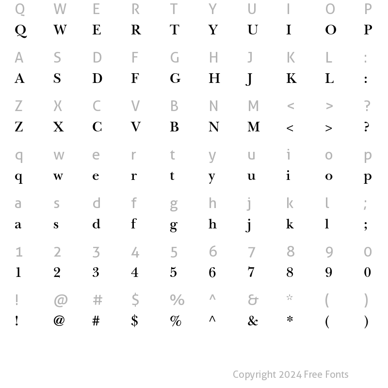 Character Map of ITC New Baskerville Std SmBd