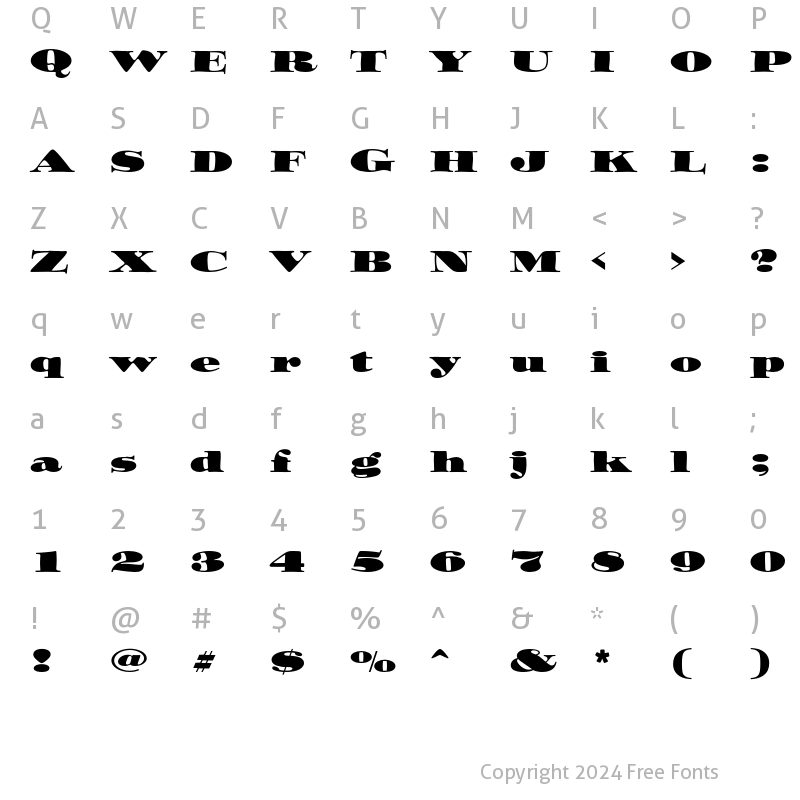 Character Map of ITC Ozwald Std Regular