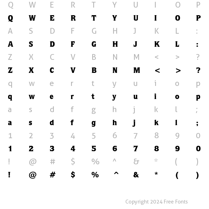 Character Map of ITC Quorum Black Regular