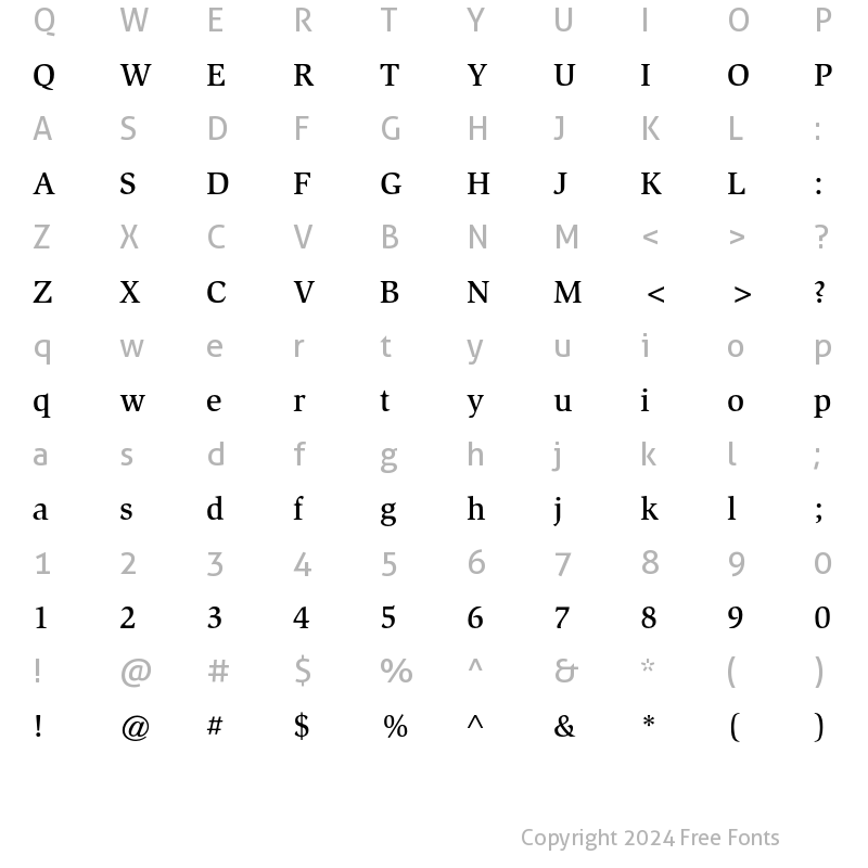 Character Map of ITC Slimbach Medium