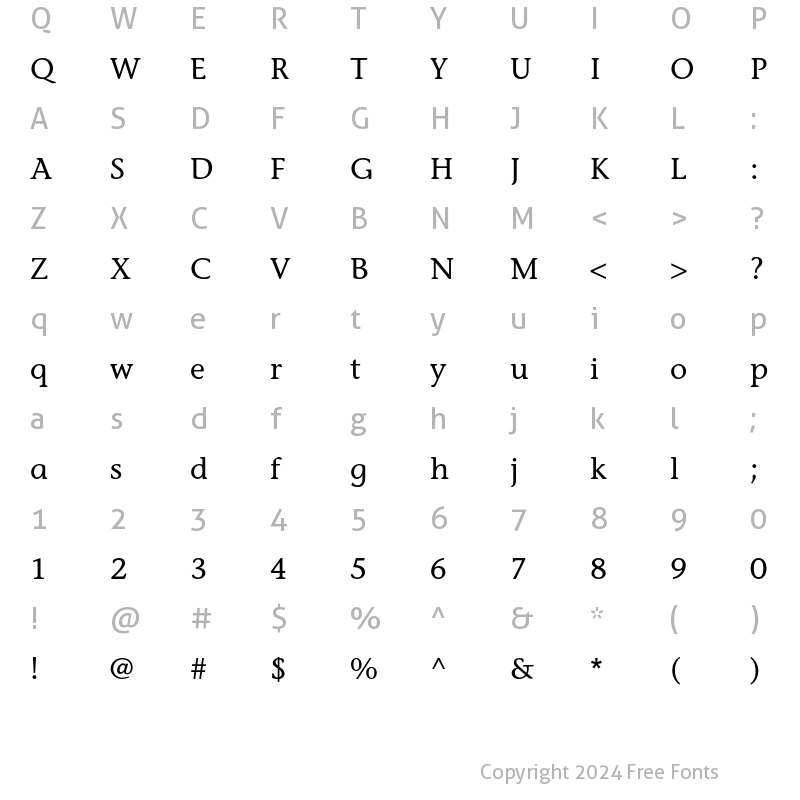 Character Map of ITC Stone Informal LT Regular