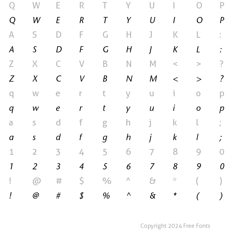 Character Map of ITC Stone Sans LT Italic