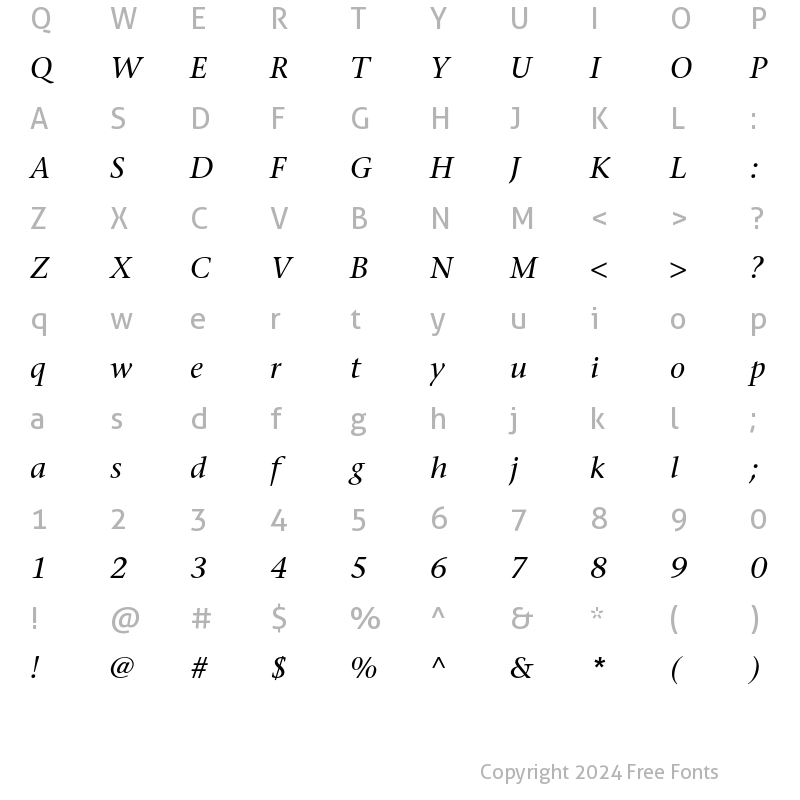 Character Map of ITC Stone Serif Italic