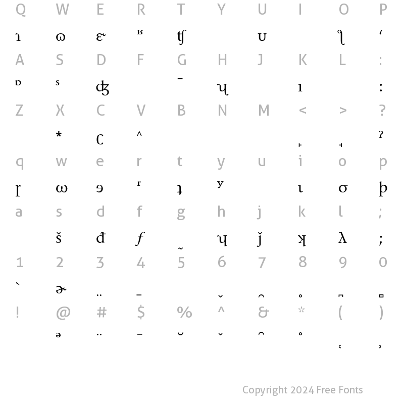 Character Map of ITC Stone Serif Phonetic Altern Regular