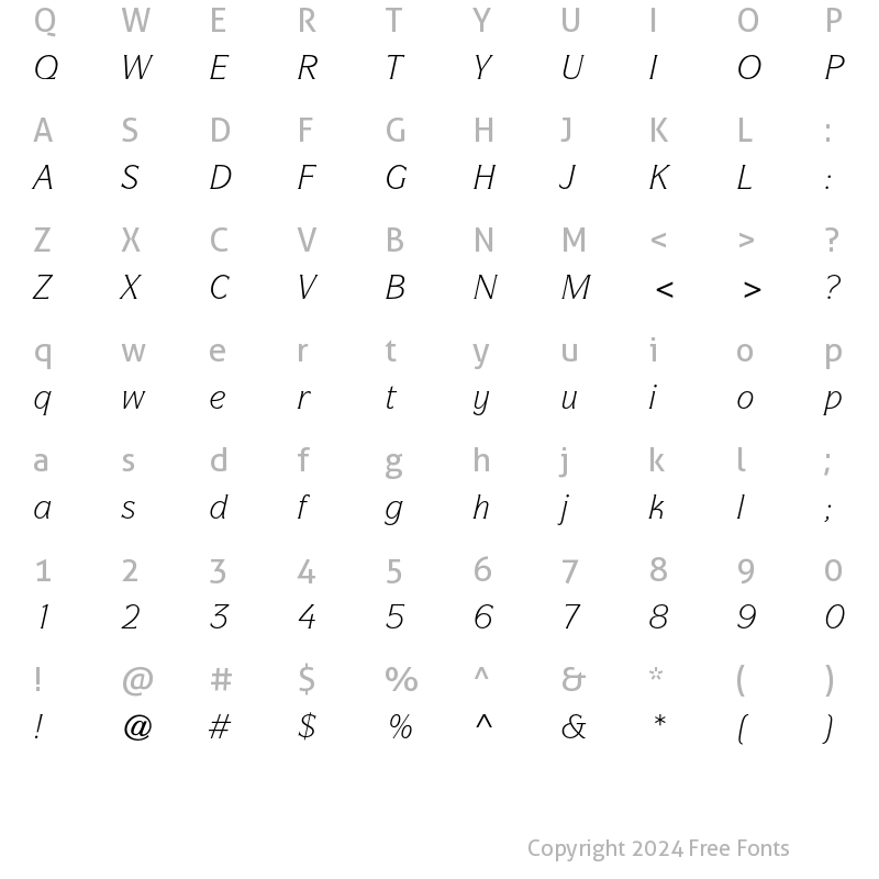 Character Map of ITC Symbol Std Book Italic