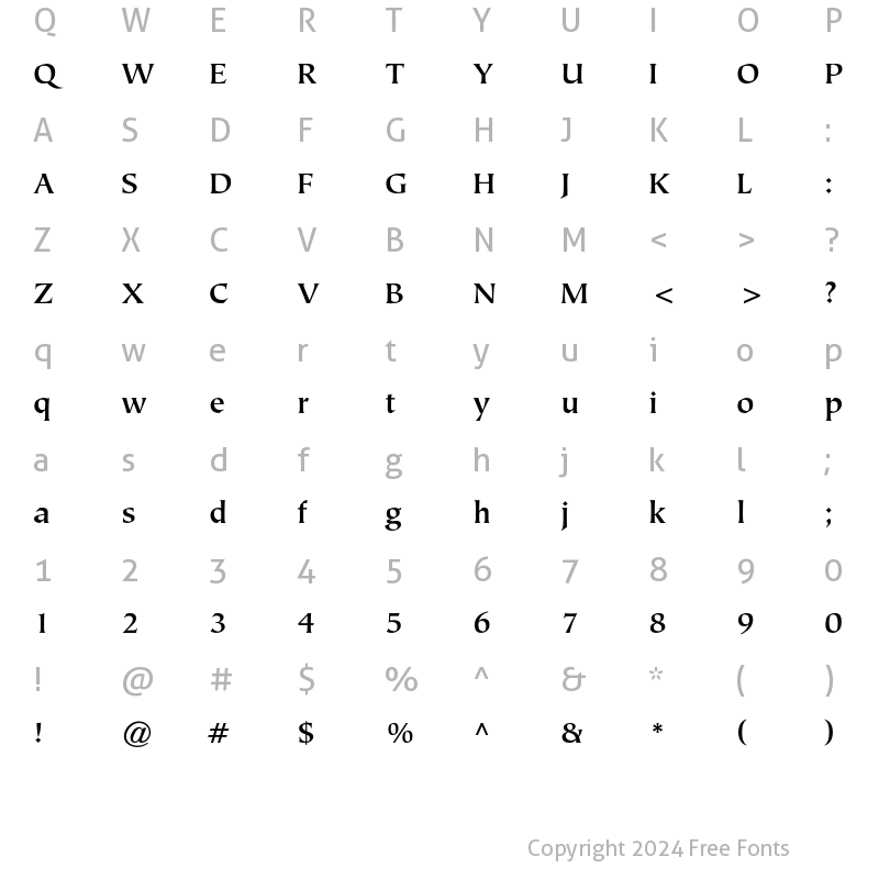 Character Map of ITC Tiepolo Bold