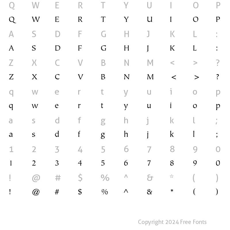 Character Map of ITC Tiepolo Book Regular