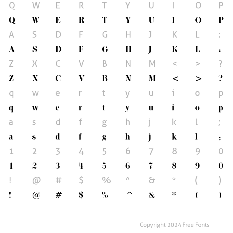 Character Map of ITC Tom's Roman Regular