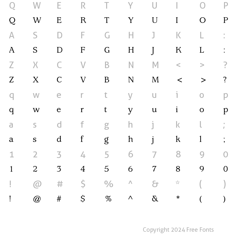 Character Map of ITC Usherwood Medium