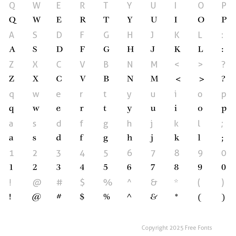 Character Map of ITC Veljovic Medium