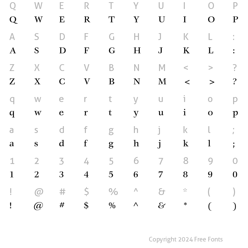 Character Map of ITC Veljovic Std Medium