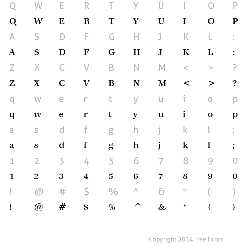 Character Map of ITC Zapf Book Medium