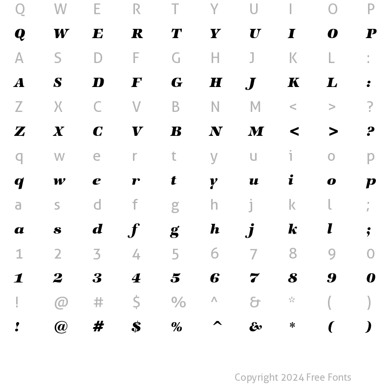 Character Map of ITC Zapf International Heavy Italic