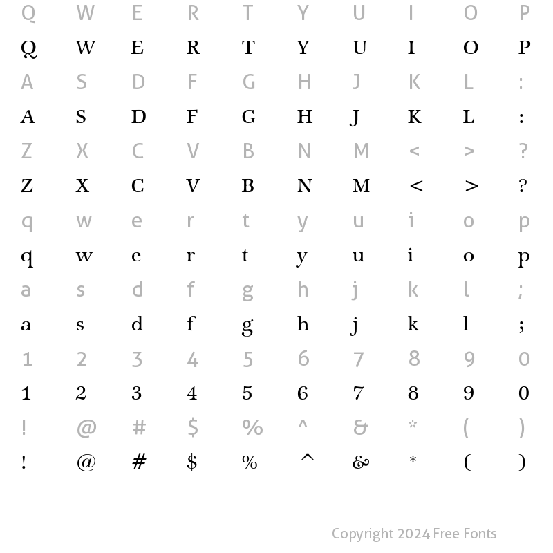 Character Map of ITC Zapf International Medium