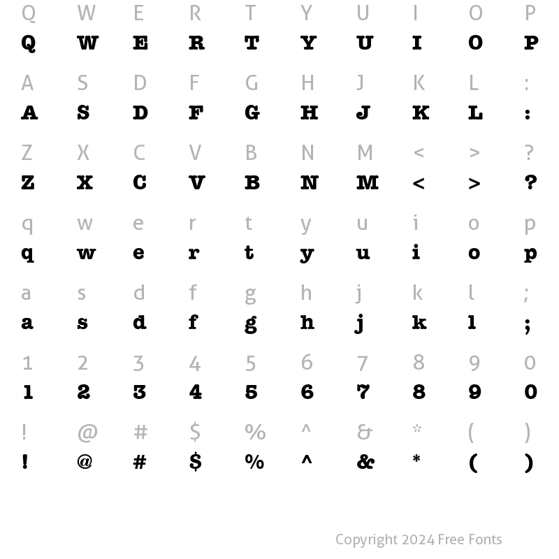 Character Map of ITCAmericanTypewriter Bold