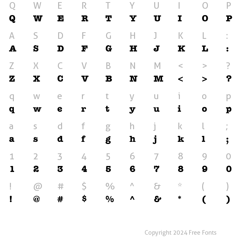 Character Map of ITCAmericanTypewriterAlternate Bold