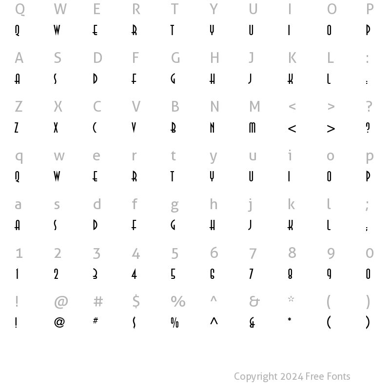 Character Map of ITCAnna Roman