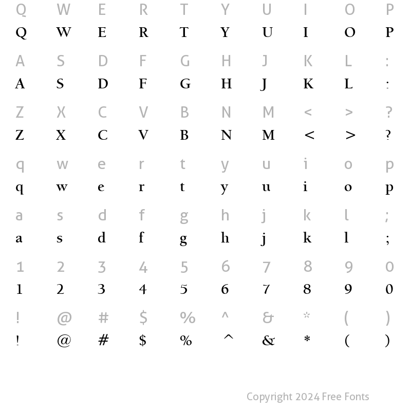 Character Map of ITCBerkeleyOldstyle Bold