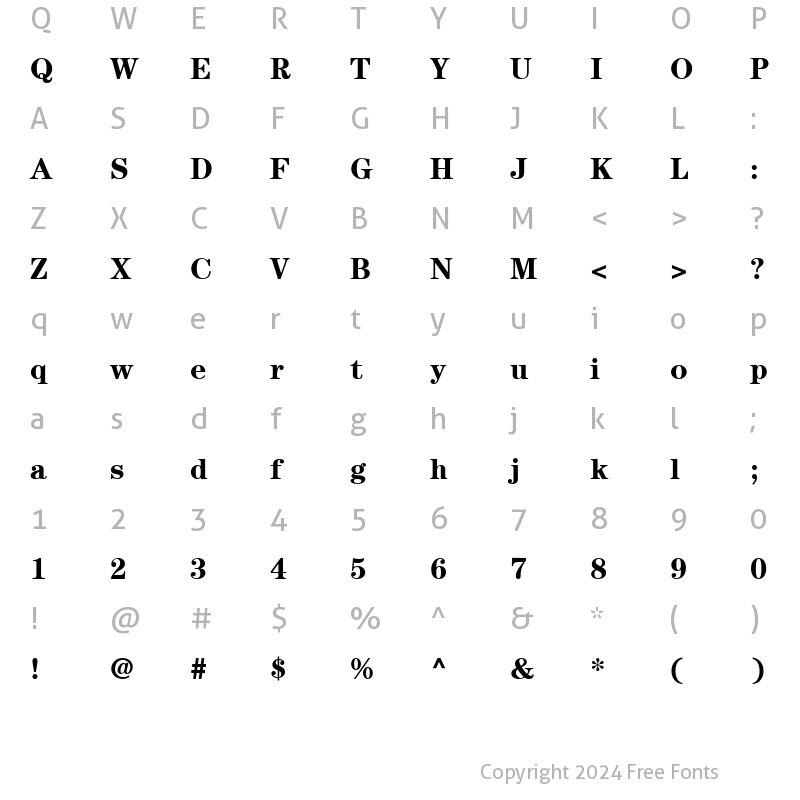 Character Map of ITCCentury LT Book Bold