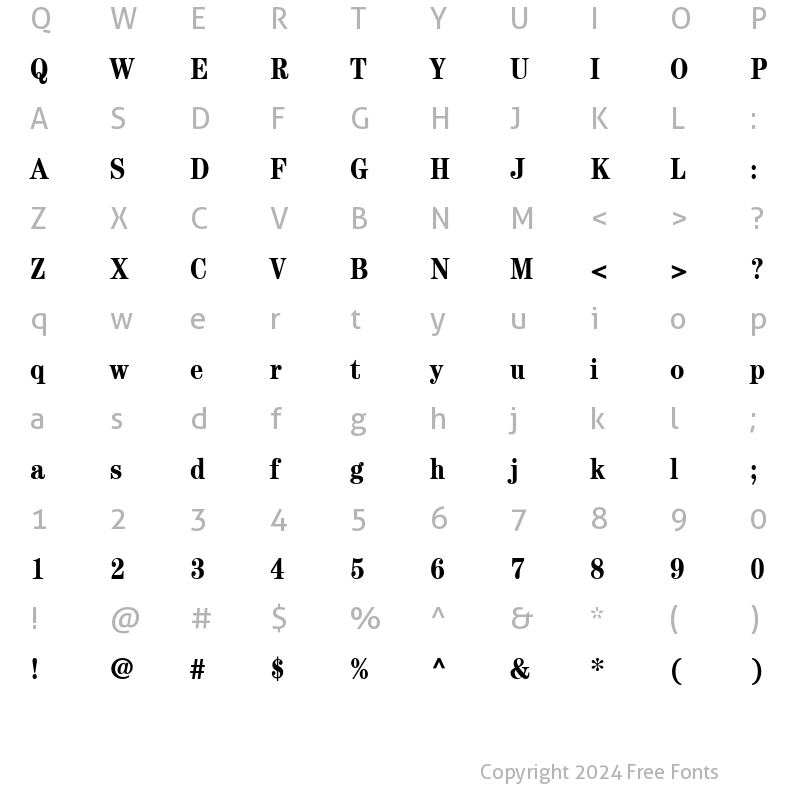 Character Map of ITCCentury LT BookCond Bold