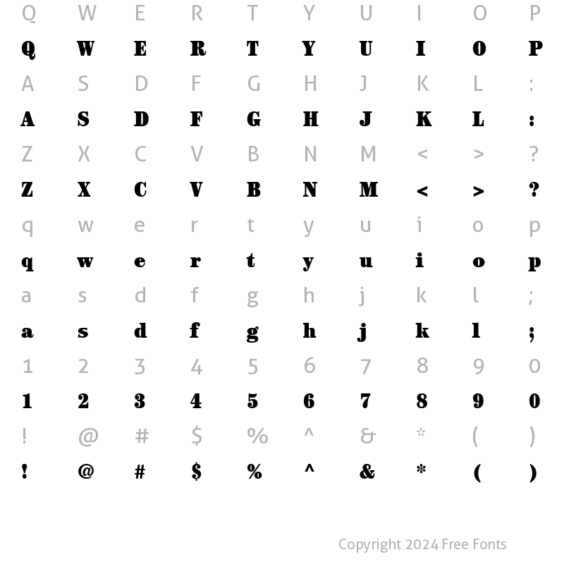 Character Map of ITCCentury LT UltraCond Regular