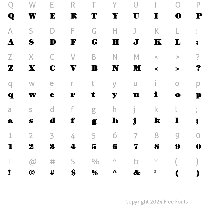 Character Map of ITCCentury-Ultra Ultra