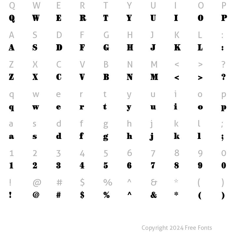 Character Map of ITCCentury-UltraCondensed Roman