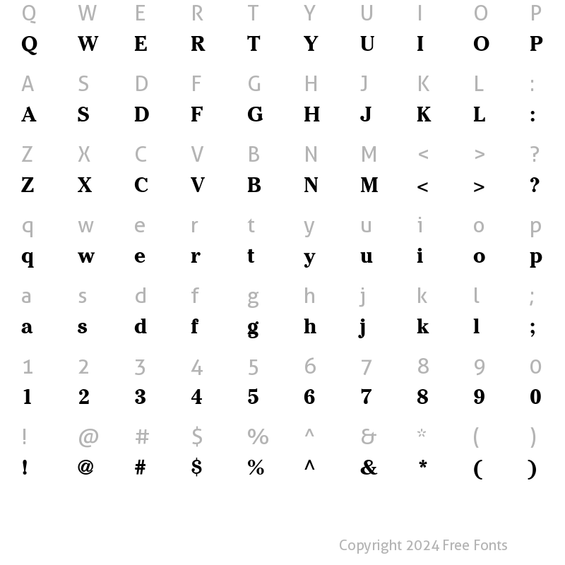 Character Map of ITCCheltenham Bold