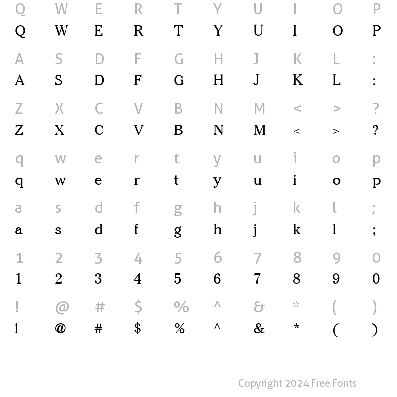 Character Map of ITCCheltenham-Book Book