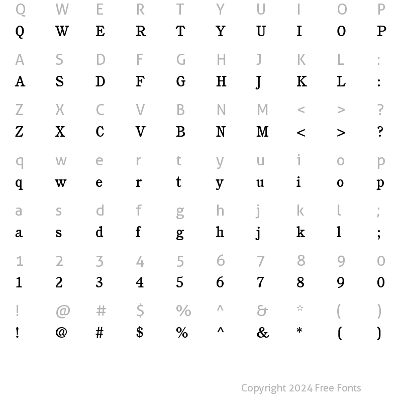 Character Map of ITCCushing-Medium Medium