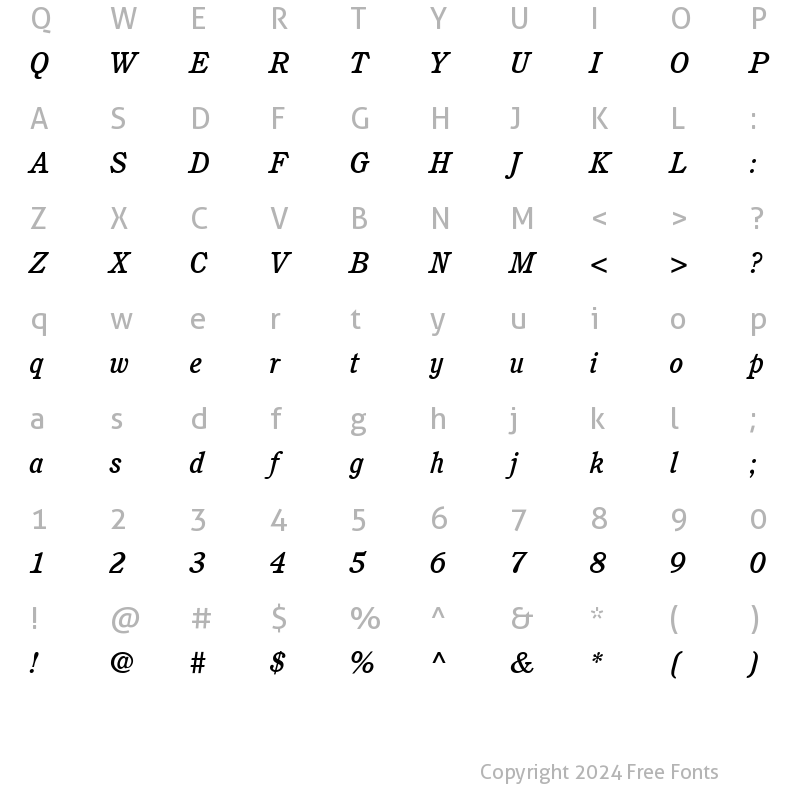 Character Map of ITCCushing-Medium MediumItalic