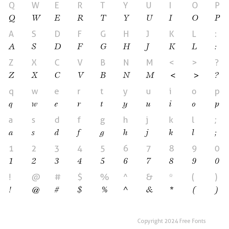 Character Map of ITCEsprit-Book BookItalic
