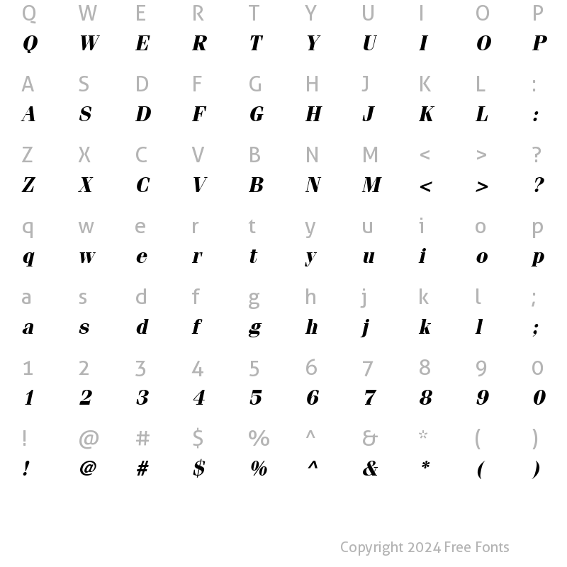 Character Map of ITCFenice BoldItalic