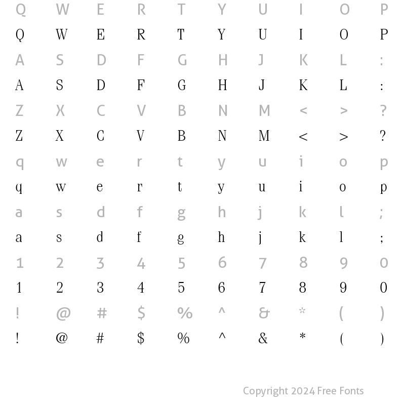 Character Map of ITCFenice LT Light Regular